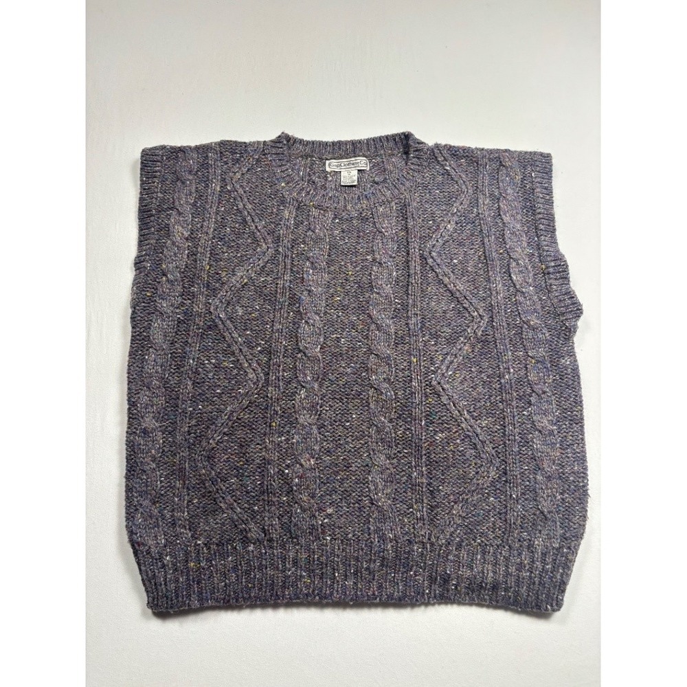 Vintage Gap Men's Sweater Vest M Gray Wool Blend Cable Knit 80s 90s